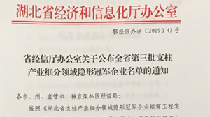 米兰体育「中国」米兰官方网站-MILAN
被认定为“湖北省支柱产业细分领域隐形冠军示范企业”