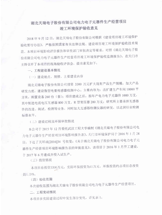 米兰体育「中国」米兰官方网站-MILAN
电力电子元器件生产经营项目竣工环境保护验收意见-1